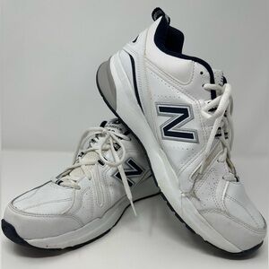 New Balance 608 “Dad Shoes” in White/Dark Blue - 12